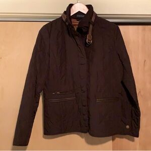 Lauren Ralph Lauren Brown Quilted Jacket with leather Buckle Collar